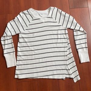 Calvin Klein Performance White & Black Striped Waffle Long Sleeve